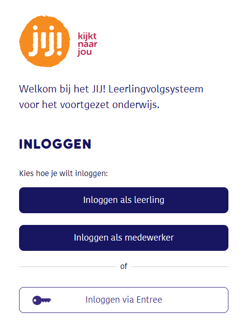 Inlogscherm JIJ! Leerlingvolgsysteem