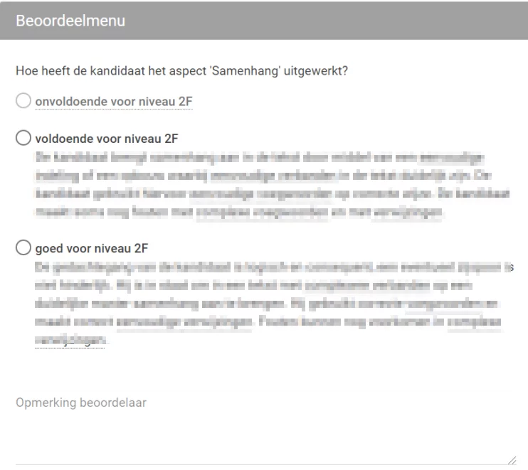 Beoordeelmenu Rubrics Beoordelingsmodel