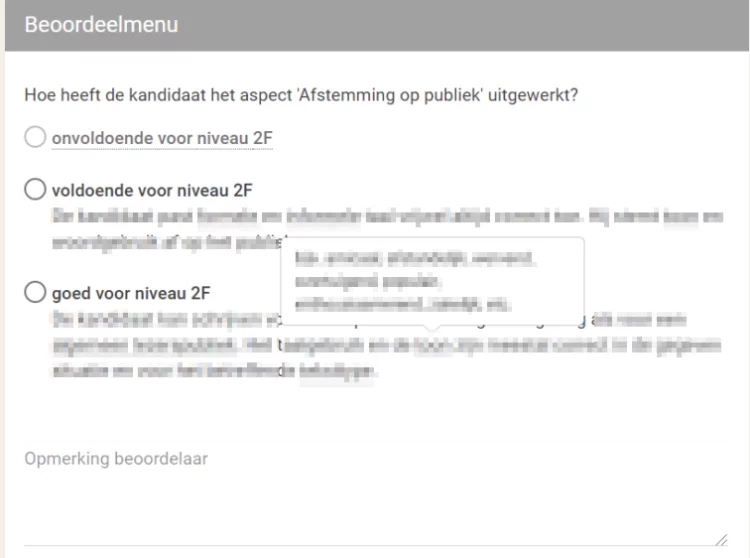 Rubrics Beoordelingsmenu